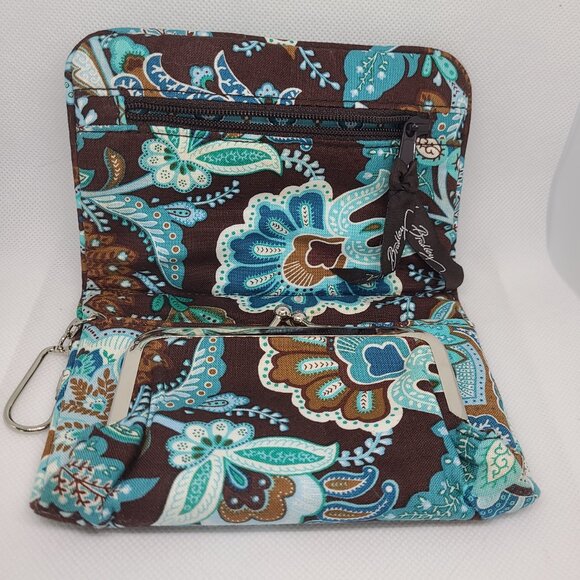 Vera Bradley Half-fold Wallet w/ Coin Closure Quilted Retired Pattern Java Blue - Picture 3 of 7